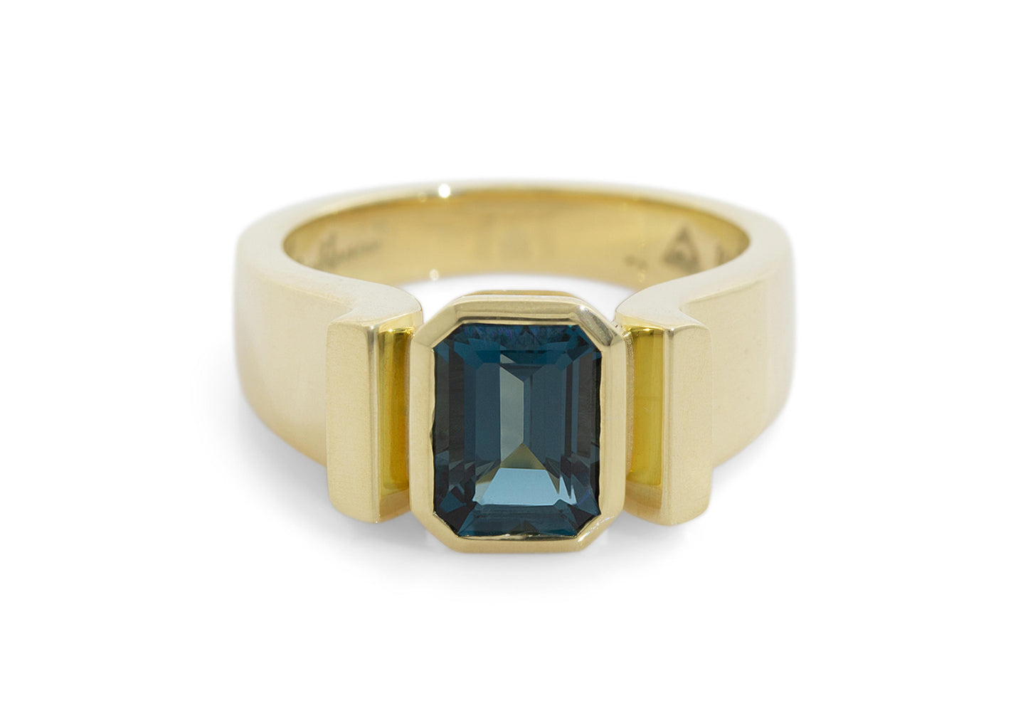 Emerald cut Gemstone Ring, Yellow Gold