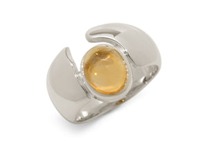 JW23 Cabochon Gemstone Ring, White Gold & Platinum