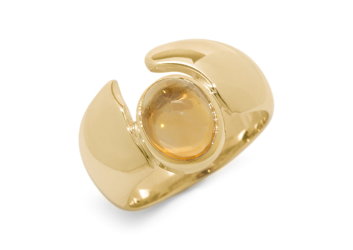 JW23 Cabochon Gemstone Ring, Yellow Gold