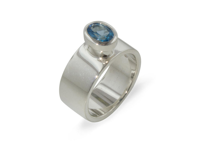 Oval Gemstone Chimney Ring, Sterling Silver