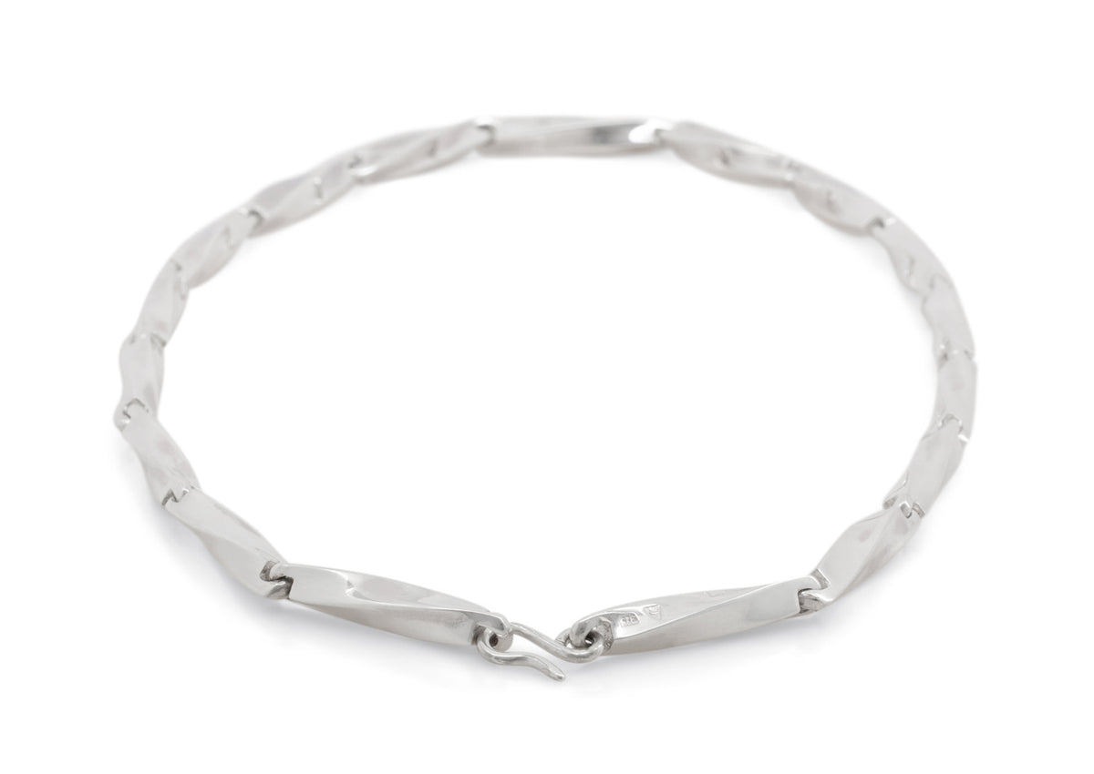 Twisted Block Chain Necklace, Sterling Silver