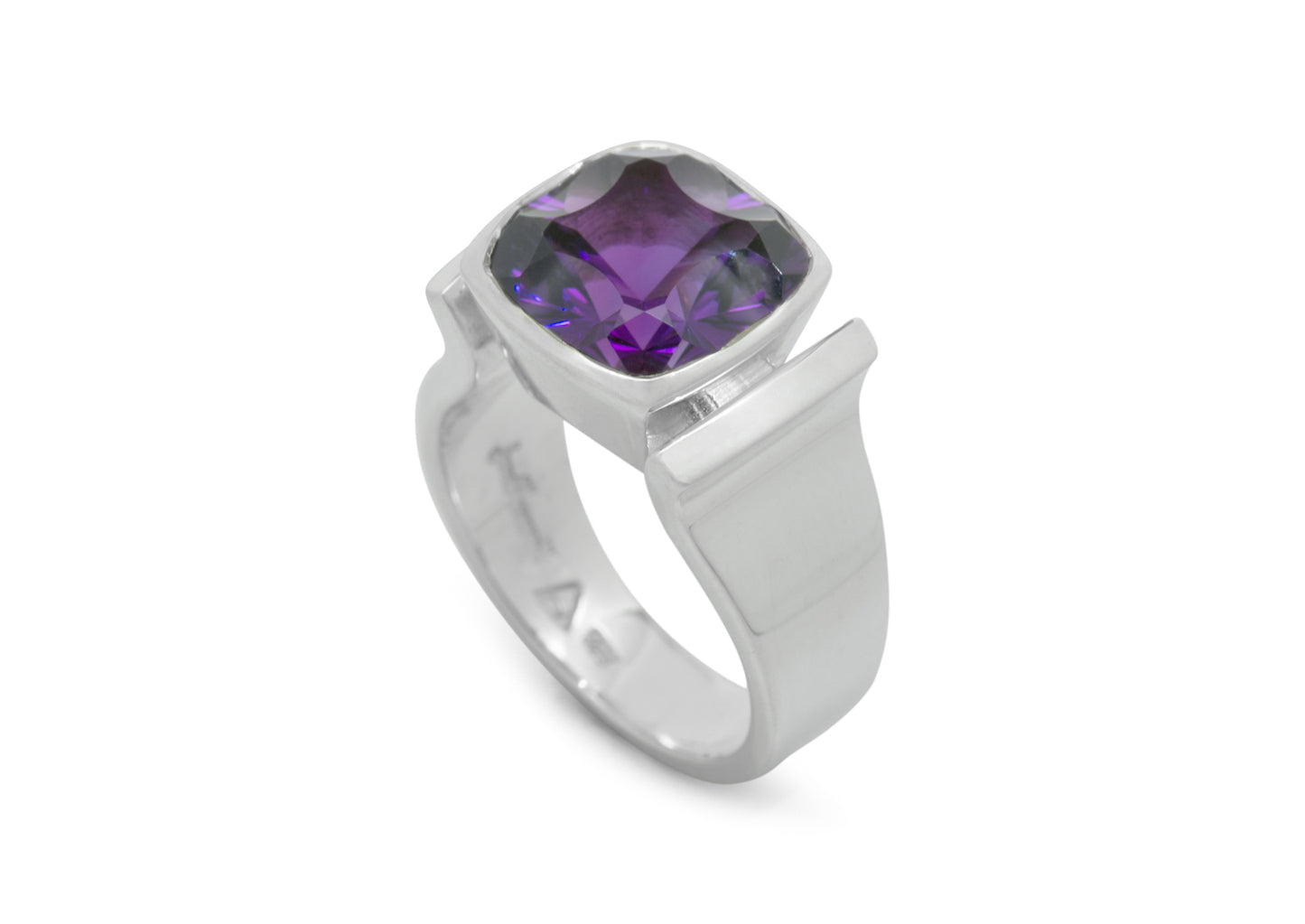 Cushion Optix Cut Gemstone Ring, Sterling Silver