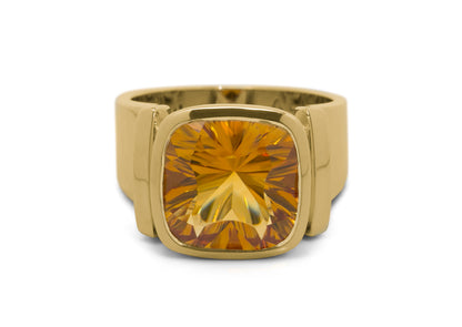 Cushion Optix Cut Gemstone Ring, Yellow Gold