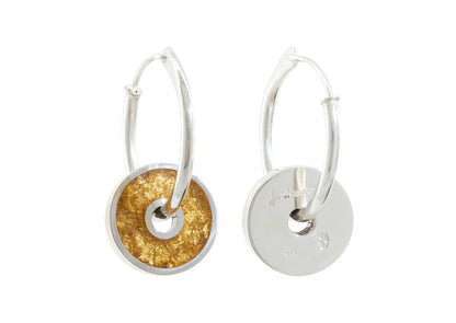 24ct Gold Leaf Hoop Earrings, Sterling Silver