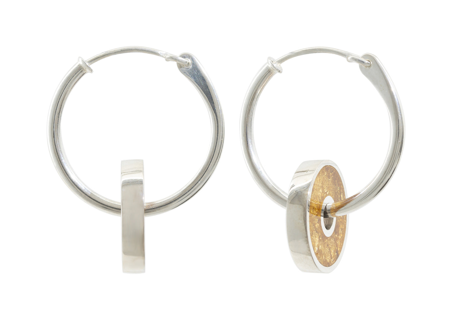 24ct Gold Leaf Hoop Earrings, Sterling Silver