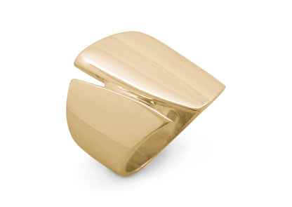 Signature Asymmetric Wide Ring, Yellow Gold