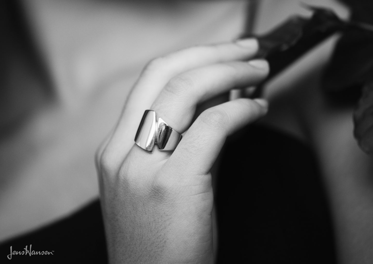 Signature Asymmetric Ring, White Gold & Platinum