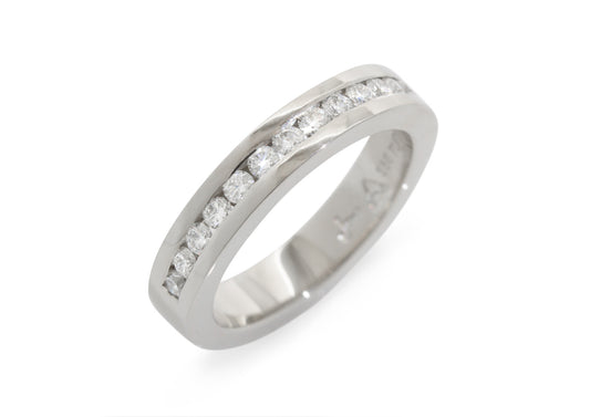 JW527 Channel set Diamond Wedding Band, White Gold & Platinum