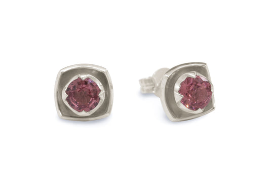 Flower Gemstone Earrings, White Gold & Platinum