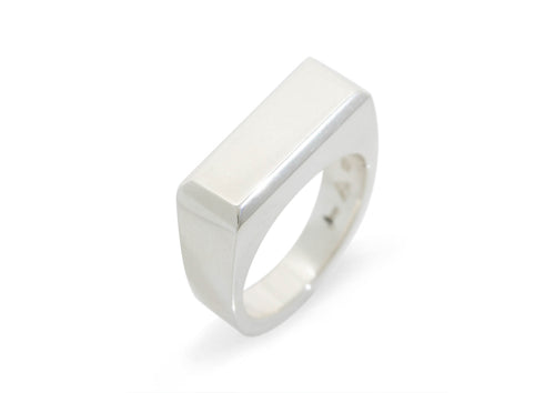 JW606 Beveled Edge Rectangle Ring, Sterling Silver