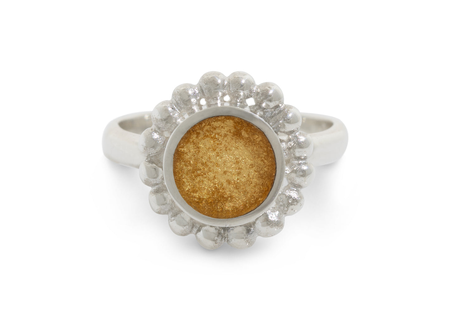 24ct Gold Leaf Retro Resin Ring, Sterling Silver