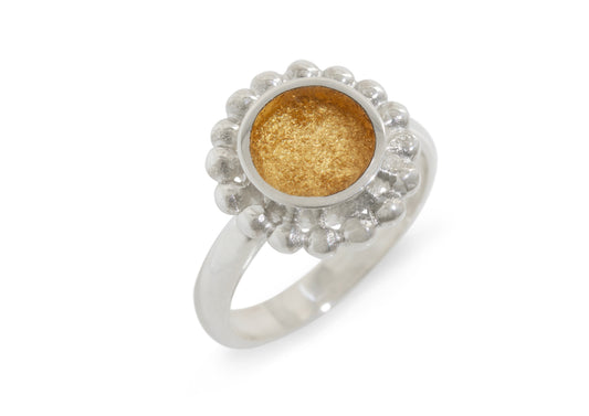 24ct Gold Leaf Retro Resin Ring, Sterling Silver