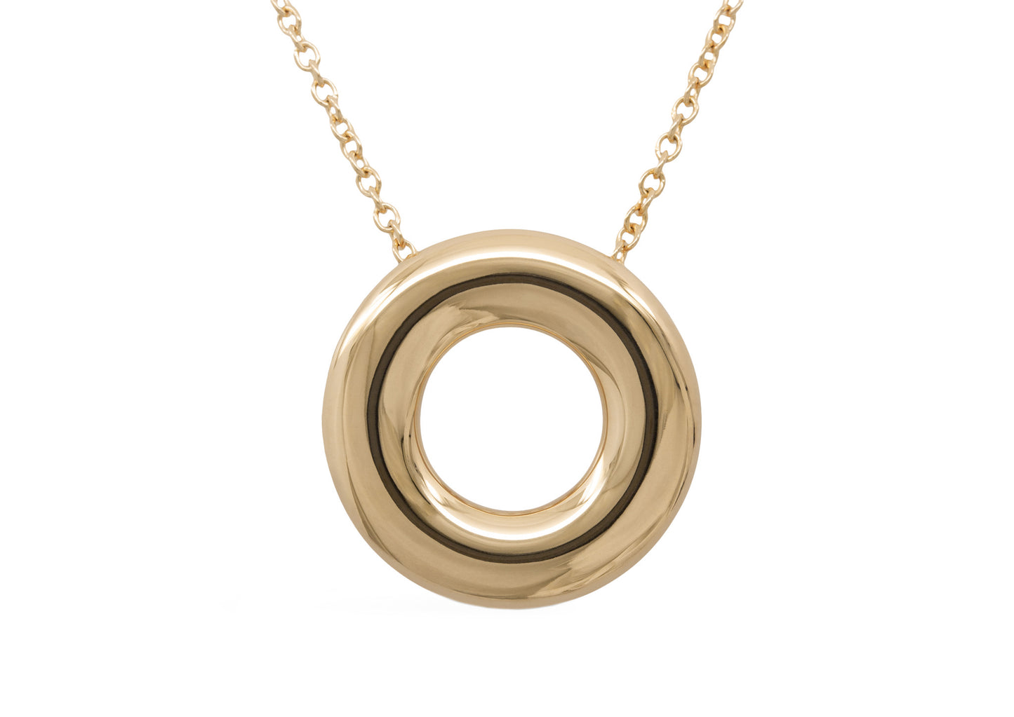 Circle Pendant with Hidden Bales, Yellow Gold