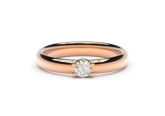 Contemporary Engagement Ring - Slim, Red Gold