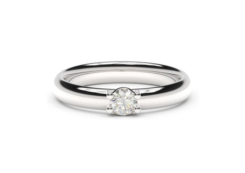 Contemporary Engagement Ring - Slim, White Gold & Platinum