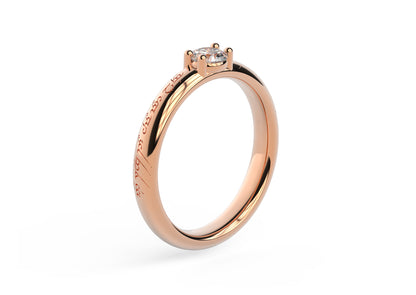 Contemporary Elvish Engagement Ring - Slim, Red Gold