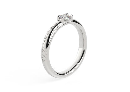 Contemporary Elvish Engagement Ring - Slim, White Gold & Platinum