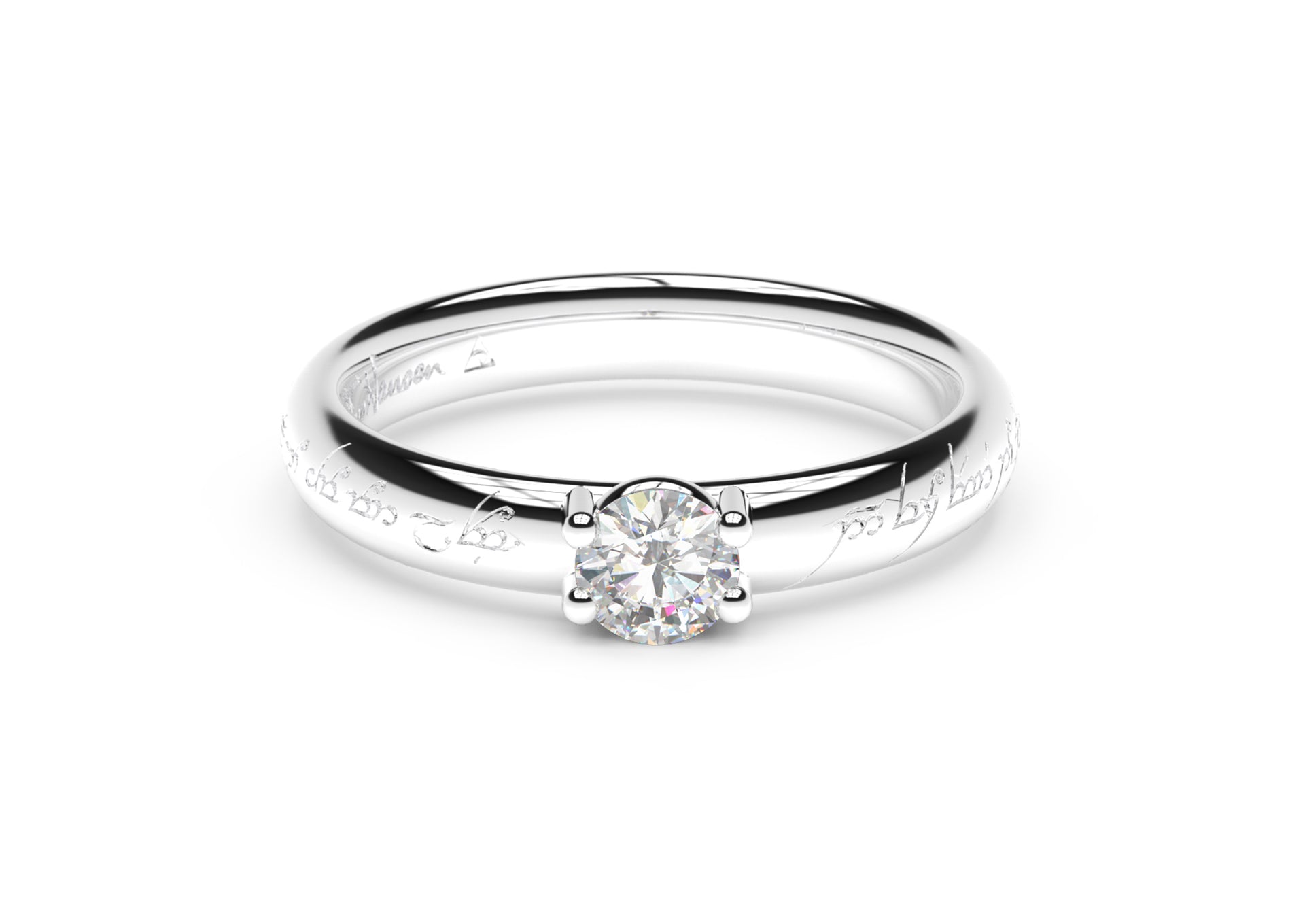 Contemporary Elvish Engagement Ring - Slim, White Gold & Platinum
