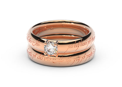 Contemporary Elvish Engagement Ring, Red Gold