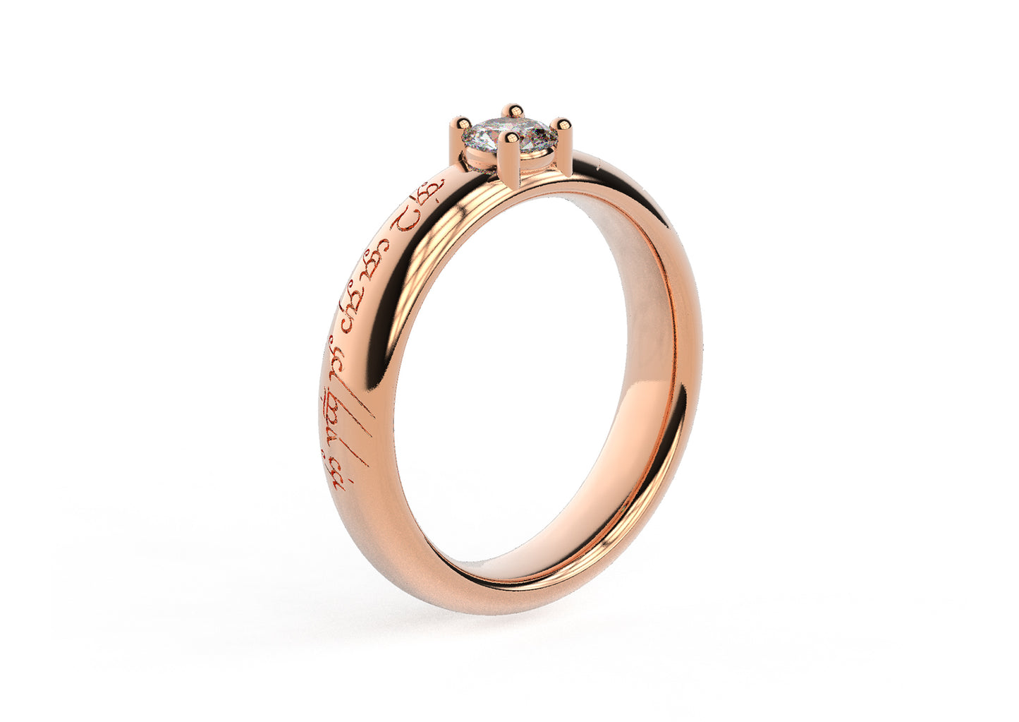 Contemporary Elvish Engagement Ring, Red Gold