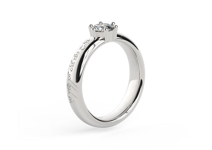 Classic Elvish Engagement Ring, White Gold & Platinum