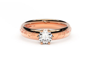 Classic Elvish Engagement Ring, Red Gold