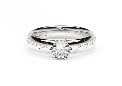 Classic Elvish Engagement Ring, White Gold & Platinum
