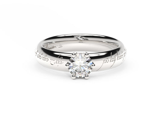 Classic Elvish Engagement Ring, White Gold & Platinum