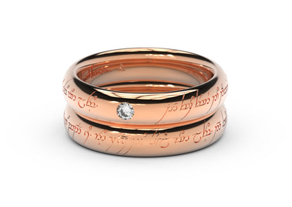 Sleek Elvish Engagement Ring, Red Gold