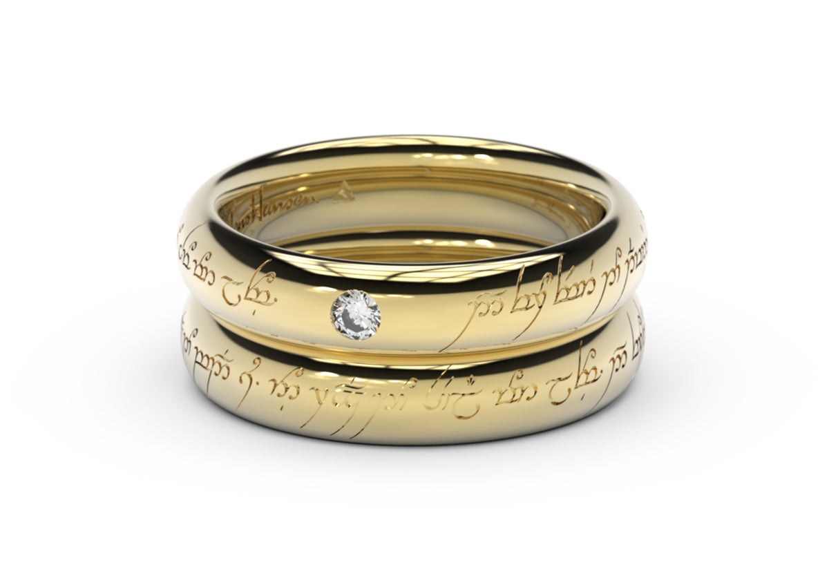 Sleek Elvish Engagement Ring, Yellow Gold