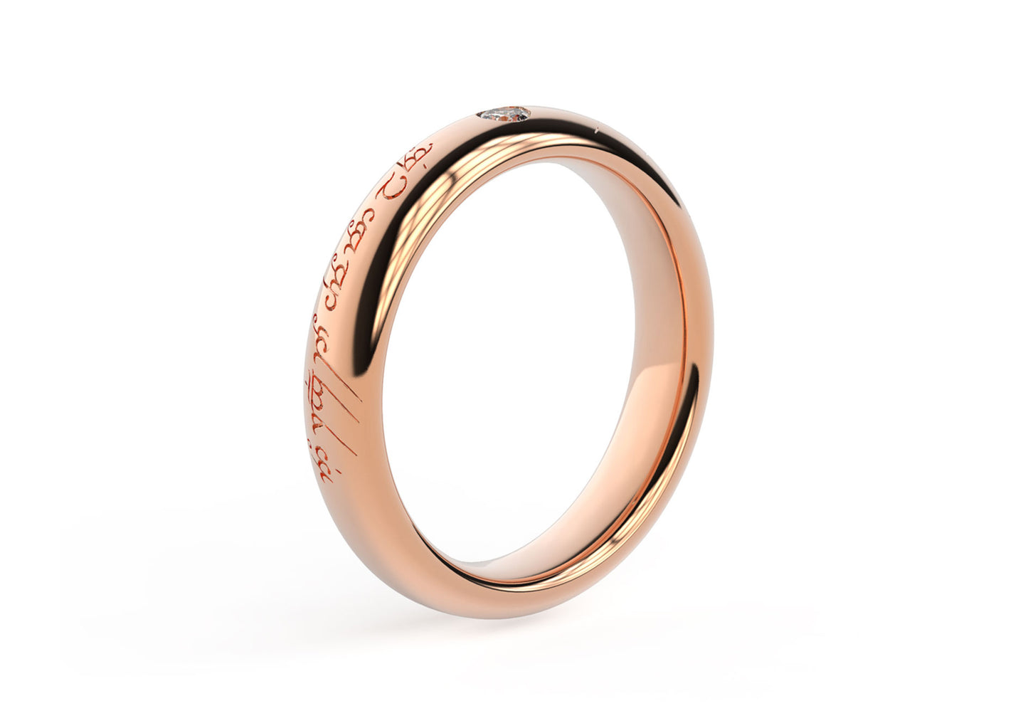 Sleek Elvish Engagement Ring, Red Gold