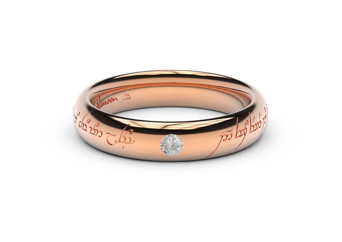 Sleek Elvish Engagement Ring, Red Gold