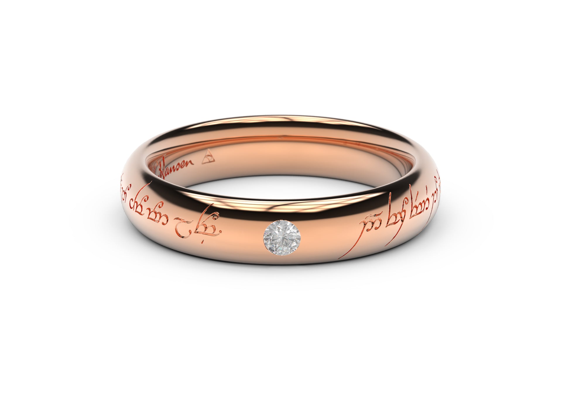 Sleek Elvish Engagement Ring, Red Gold