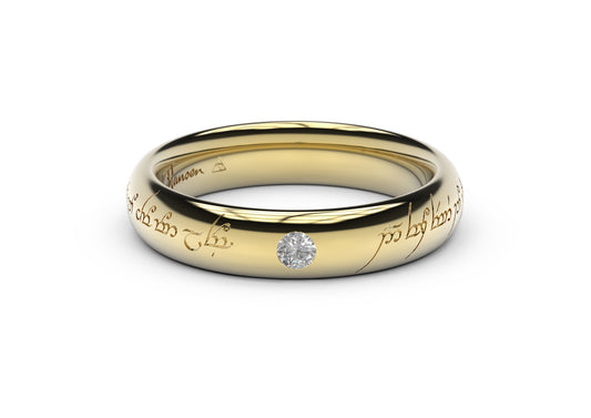 Sleek Elvish Engagement Ring, Yellow Gold