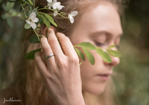 Sleek Elvish Engagement Ring, White Gold & Platinum