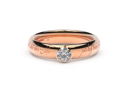 Elegant Elvish Engagement Ring, Red Gold