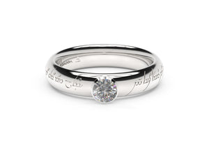Elegant Elvish Engagement Ring, White Gold & Platinum