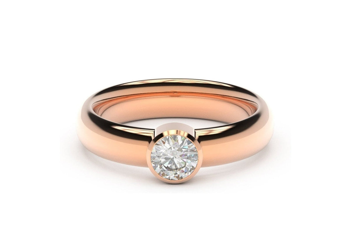 Modern Engagement Ring, Red Gold