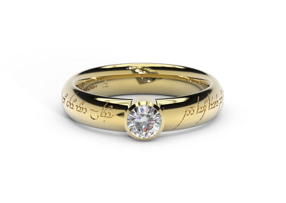 Modern Elvish Engagement Ring, Yellow Gold