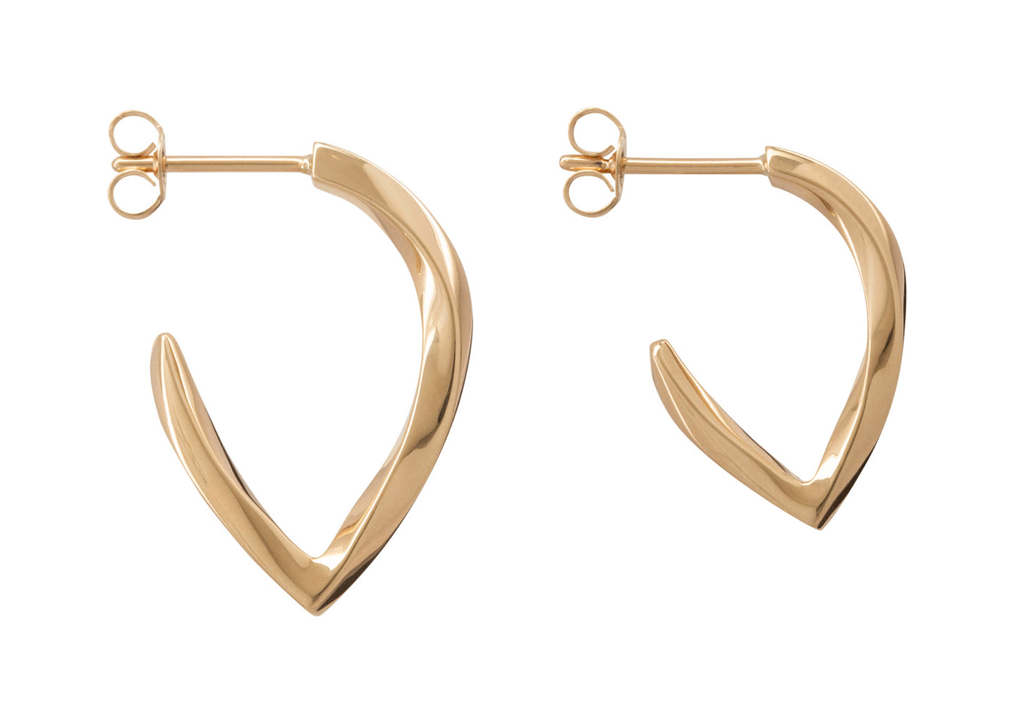 Twisted Block Earrings, Yellow Gold