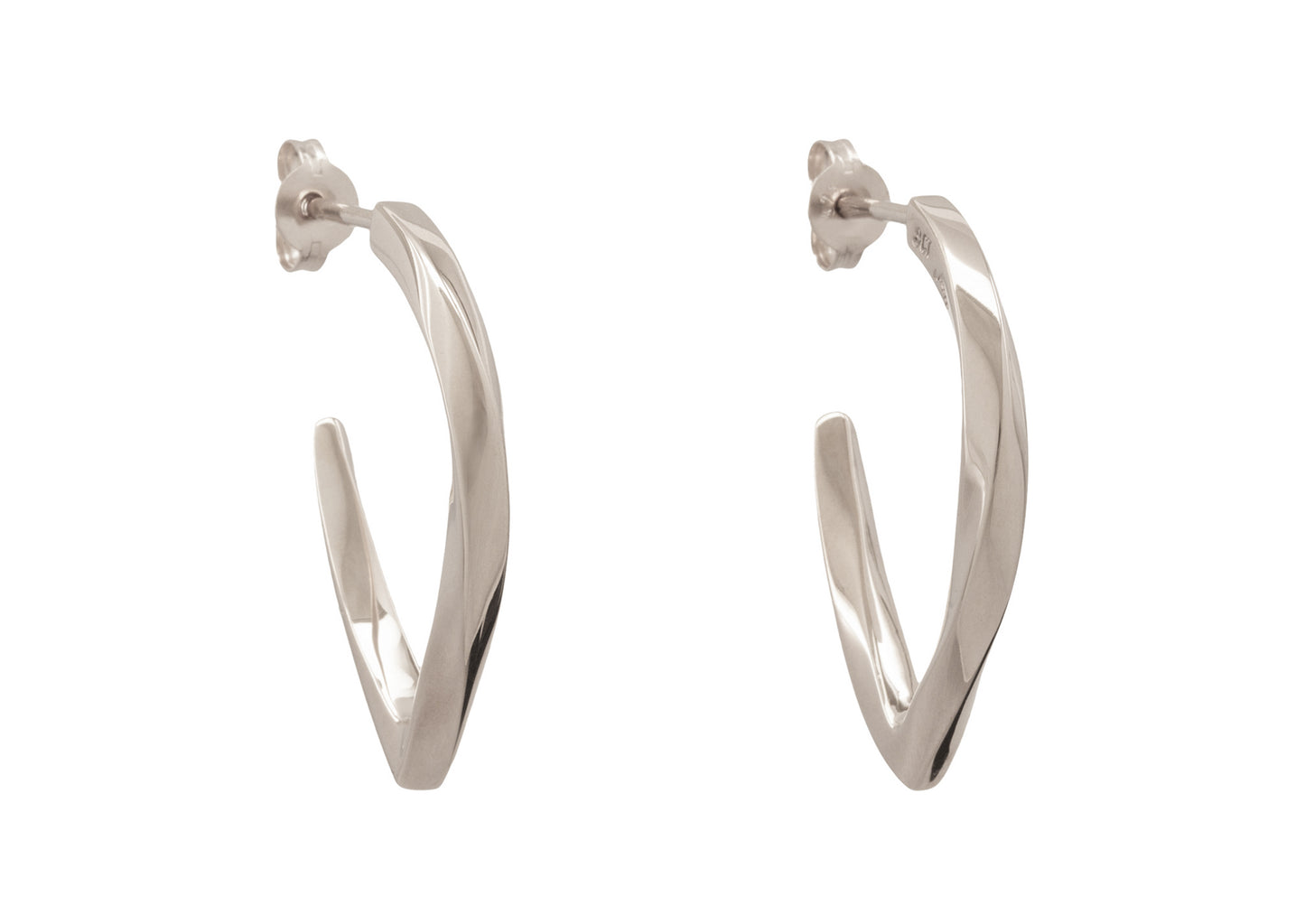 Twisted Block Earrings, White Gold & Platinum