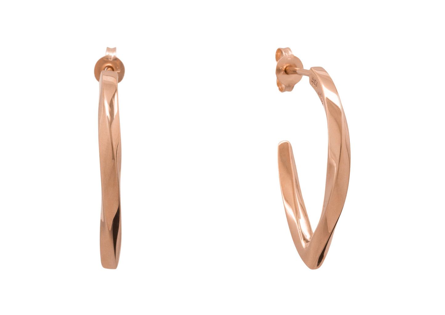 Twisted Block Earrings, Red Gold