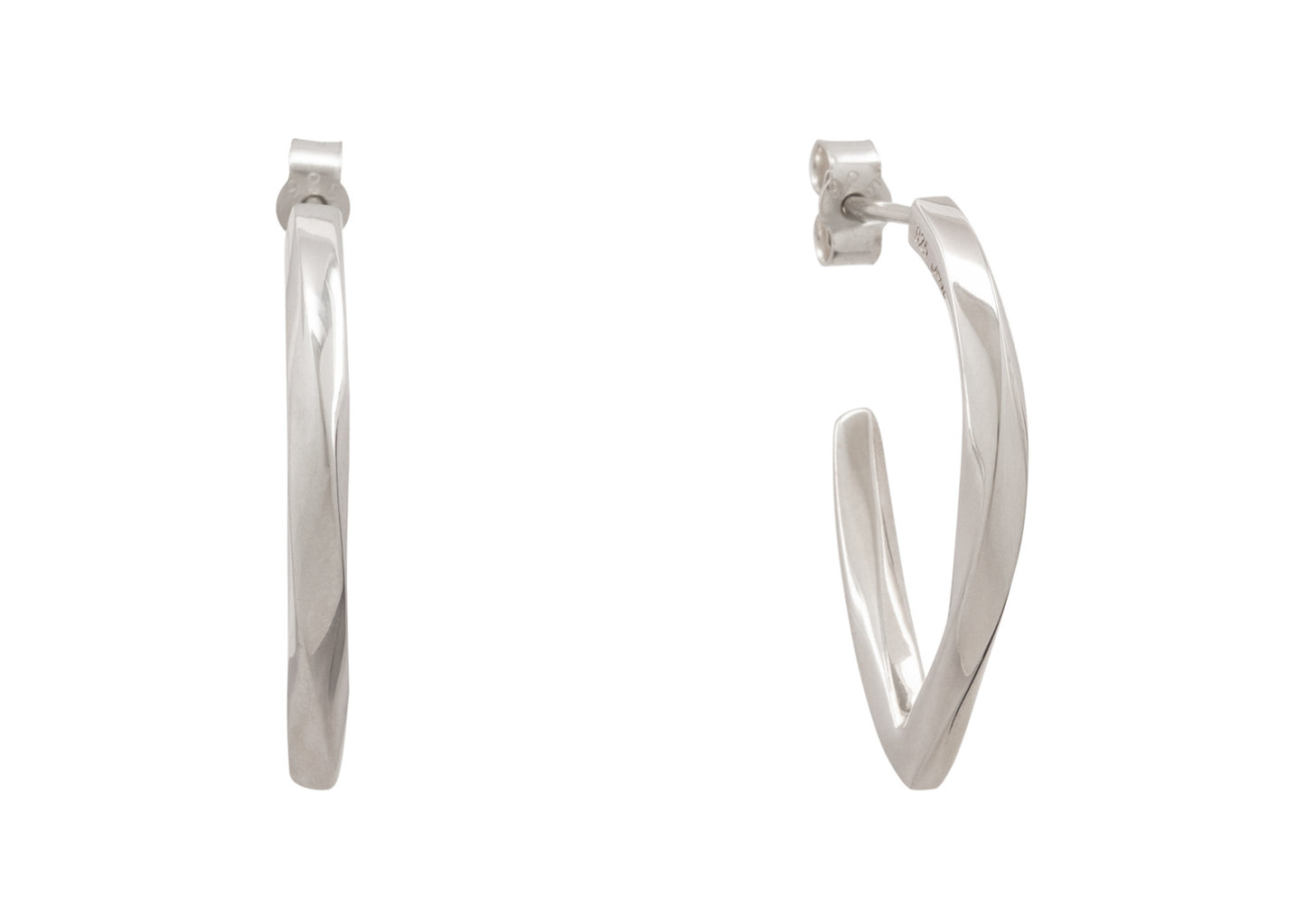 Twisted Block Earrings, Sterling Silver