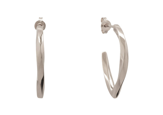 Twisted Block Earrings, White Gold & Platinum