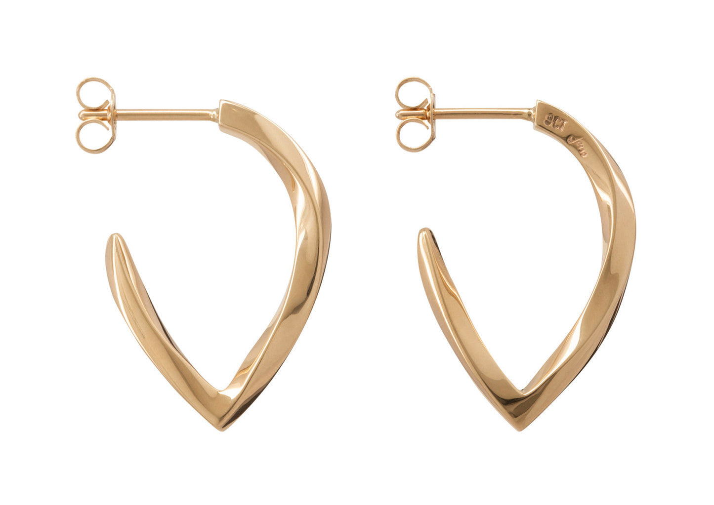 Twisted Block Earrings, Yellow Gold