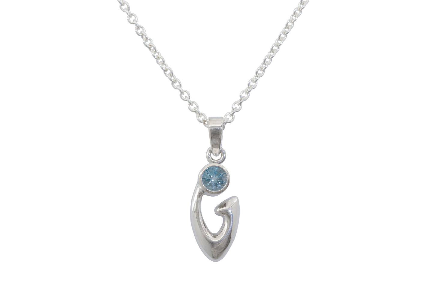 Free Form Gemstone Pendant, Sterling Silver