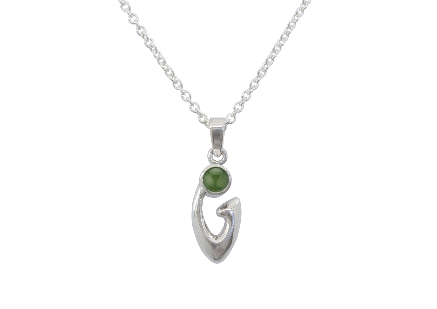 Free Form Cabochon Gemstone Pendant, Sterling Silver