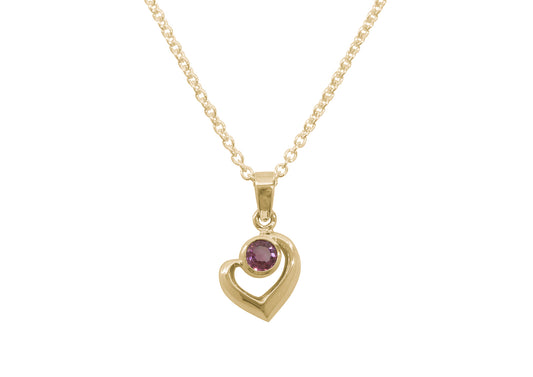 Abstract Heart Gemstone Pendant, Yellow Gold