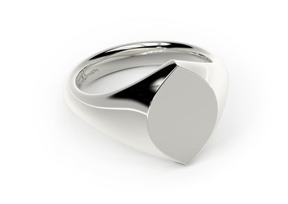 Navette Signet Ring, White Gold & Platinum