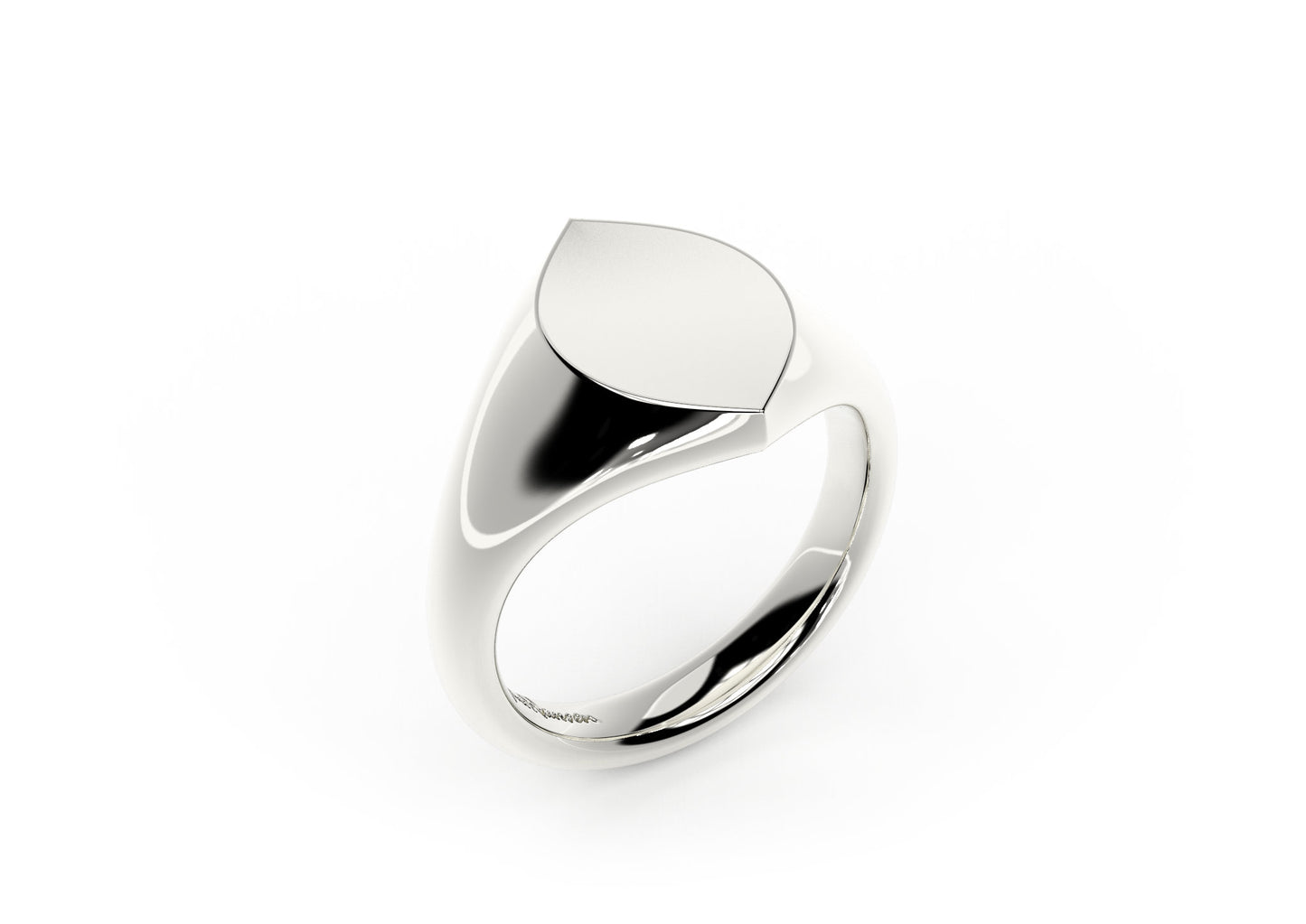 Navette Signet Ring, White Gold & Platinum